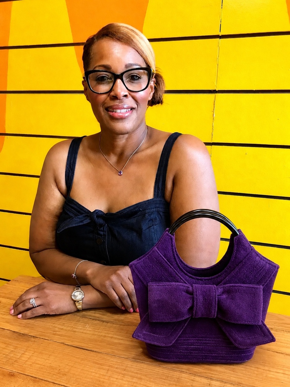 kate spade Purple Wool Oversized Top Bow Handle Tote